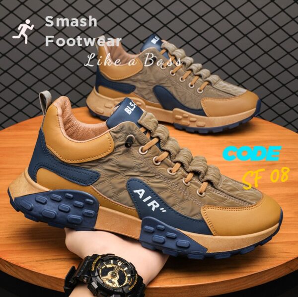 Men Luxury Sneakers Sports Shoes Khaki Color - Image 2